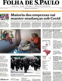 Capa do jornal Folha de S.Paulo 26/07/2020