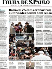 Capa do jornal Folha de S.Paulo 27/02/2020
