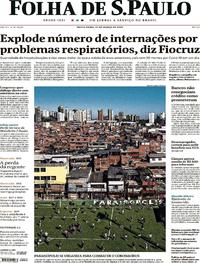 Capa do jornal Folha de S.Paulo 27/03/2020
