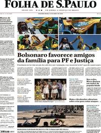 Capa do jornal Folha de S.Paulo 27/04/2020