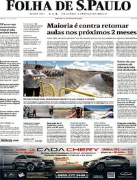 Capa do jornal Folha de S.Paulo 27/06/2020