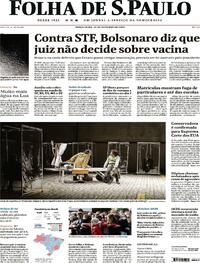 Capa do jornal Folha de S.Paulo 27/10/2020