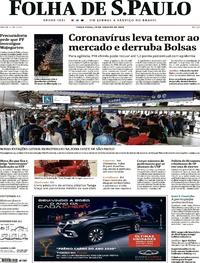 Capa do jornal Folha de S.Paulo 28/01/2020
