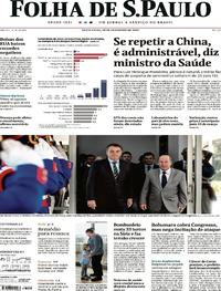 Capa do jornal Folha de S.Paulo 28/02/2020