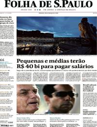 Capa do jornal Folha de S.Paulo 28/03/2020