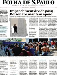 Capa do jornal Folha de S.Paulo 28/04/2020