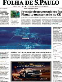 Capa do jornal Folha de S.Paulo 29/02/2020