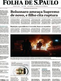 Capa do jornal Folha de S.Paulo 29/05/2020