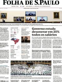 Capa do jornal Folha de S.Paulo 30/07/2020