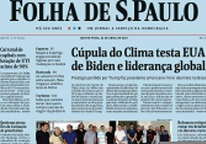 Capa do jornal Folha de S.Paulo 22/04/2021