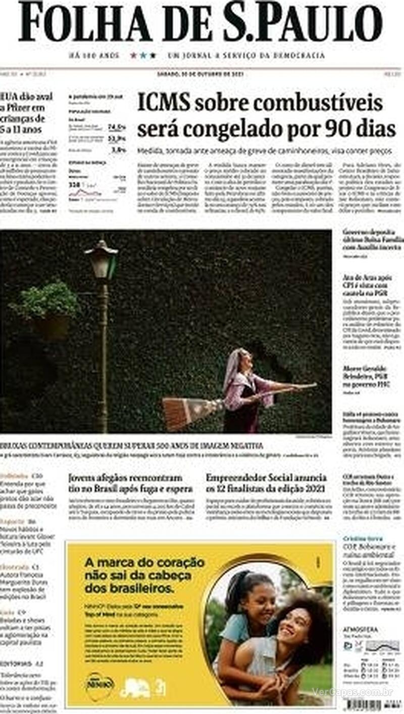 Capa do jornal Folha de S.Paulo 30/10/2021