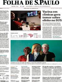 Capa do jornal Folha de S.Paulo 05/01/2021