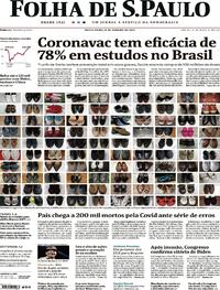 Capa do jornal Folha de S.Paulo 08/01/2021