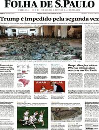 Capa do jornal Folha de S.Paulo 14/01/2021