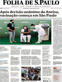Capa do jornal Folha de S.Paulo 18/01/2021