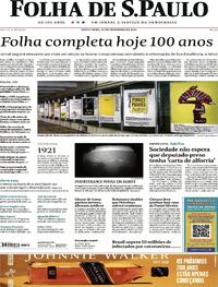 Capa do jornal Folha de S.Paulo 19/02/2021