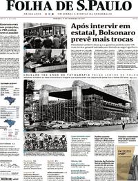 Capa do jornal Folha de S.Paulo 21/02/2021