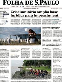 Capa do jornal Folha de S.Paulo 22/01/2021