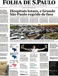 Capa do jornal Folha de S.Paulo 27/02/2021