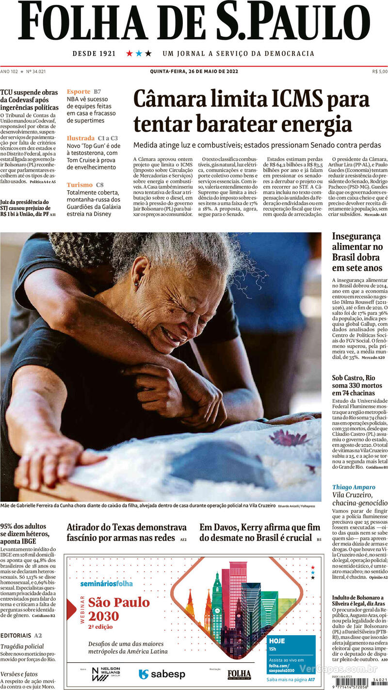 Capa do jornal Folha de S.Paulo 19/10/2017