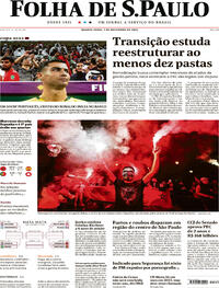 Capa do jornal Folha de S.Paulo 07/12/2022