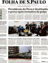 Capa do jornal Folha de S.Paulo 08/12/2022