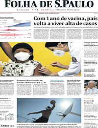 Capa do jornal Folha de S.Paulo 15/01/2022