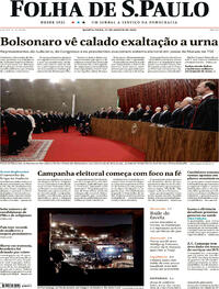 Capa do jornal Folha de S.Paulo 17/08/2022