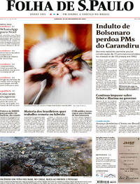 Capa do jornal Folha de S.Paulo 24/12/2022
