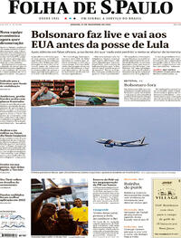 Capa do jornal Folha de S.Paulo 31/12/2022