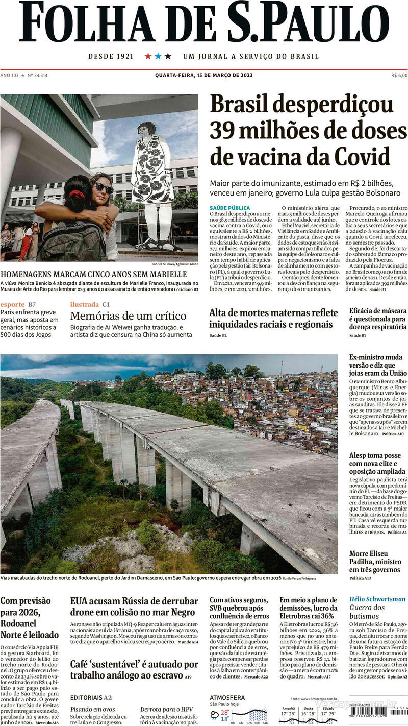 Capa Folha De Spaulo Segunda 6 De Fevereiro De 2023 1089