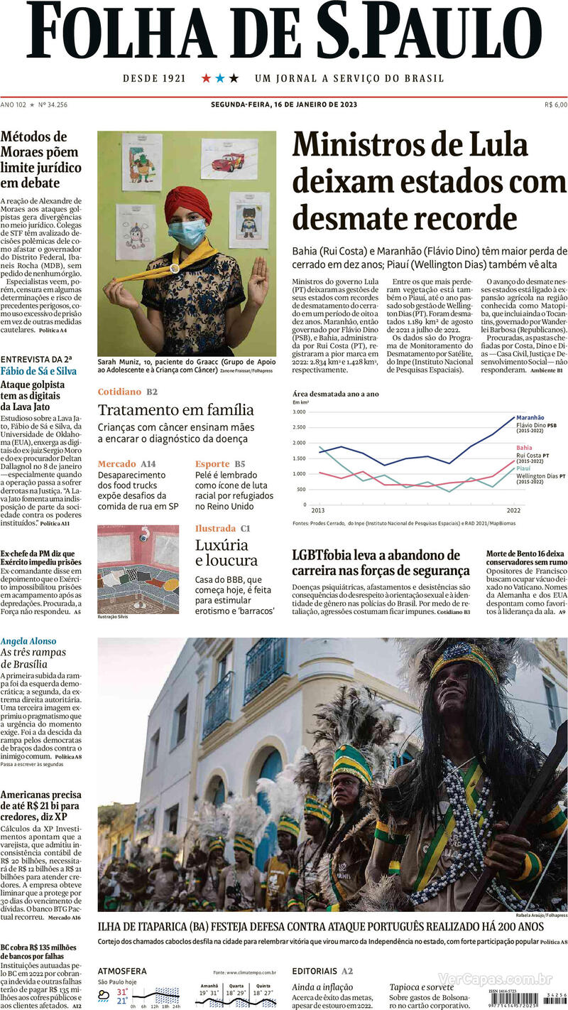 Capa Folha De Spaulo Edição Segunda16 De Janeiro De 2023 3046