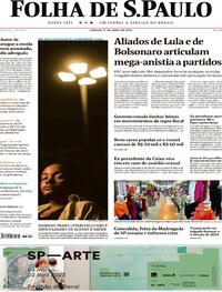 Capa do jornal Folha de S.Paulo 01/04/2023