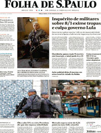 Capa do jornal Folha de S.Paulo 01/08/2023