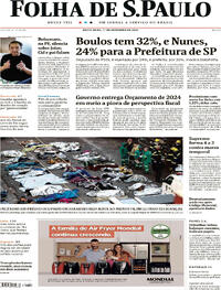 Capa do jornal Folha de S.Paulo 01/09/2023