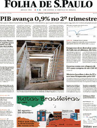 Capa do jornal Folha de S.Paulo 02/09/2023