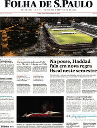 Capa do jornal Folha de S.Paulo 03/01/2023