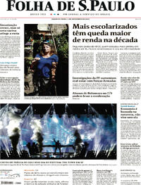 Capa do jornal Folha de S.Paulo 04/09/2023