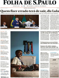 Capa do jornal Folha de S.Paulo 07/01/2023