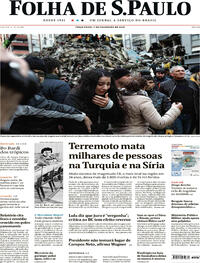 Capa do jornal Folha de S.Paulo 07/02/2023