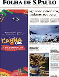 Capa do jornal Folha de S.Paulo 08/01/2023
