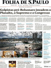 Capa do jornal Folha de S.Paulo 09/01/2023