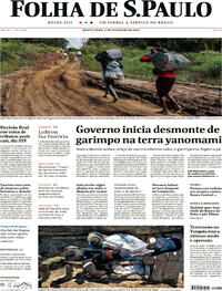 Capa do jornal Folha de S.Paulo 09/02/2023
