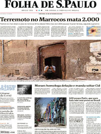 Capa do jornal Folha de S.Paulo 10/09/2023
