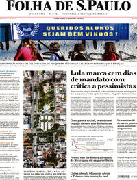 Capa do jornal Folha de S.Paulo 11/04/2023
