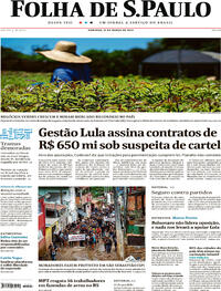 Capa do jornal Folha de S.Paulo 12/03/2023
