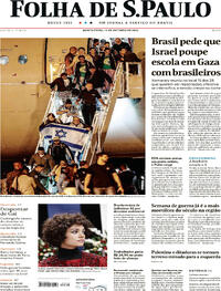 Capa do jornal Folha de S.Paulo 12/10/2023
