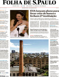 Capa do jornal Folha de S.Paulo 13/03/2023
