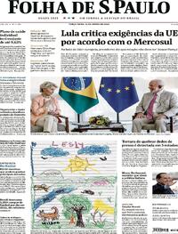 Capa do jornal Folha de S.Paulo 13/06/2023