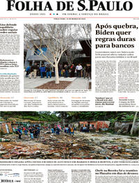 Capa do jornal Folha de S.Paulo 14/03/2023